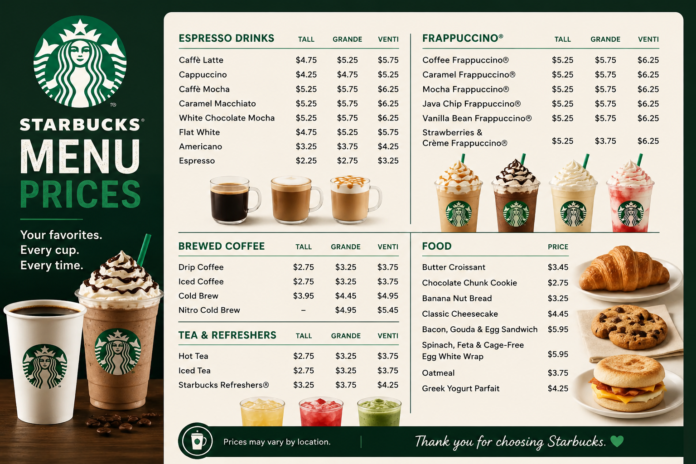 Starbucks Menu Prices